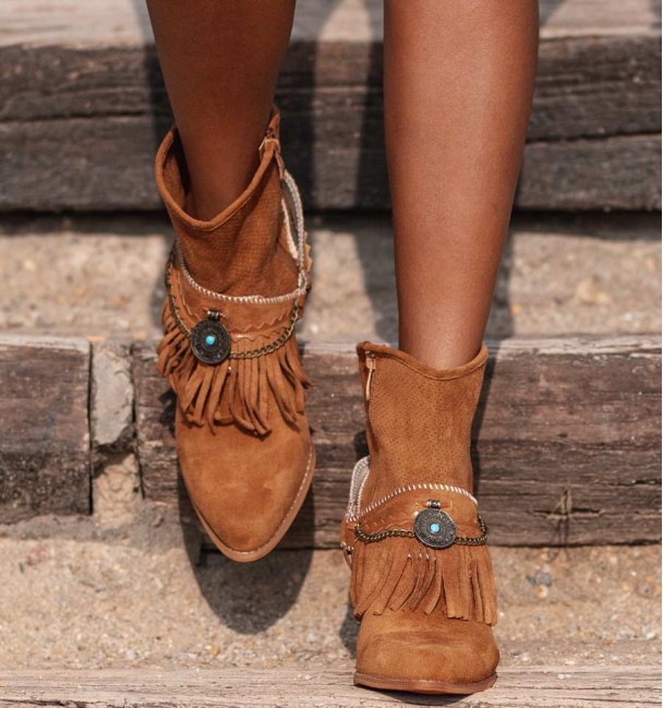 Botines camperos marrones con cubre... Botines camperos marrones con cubre...