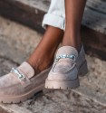 Mocasines suela track beige Cristales