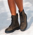 botas militares verdes con suela track y cordones