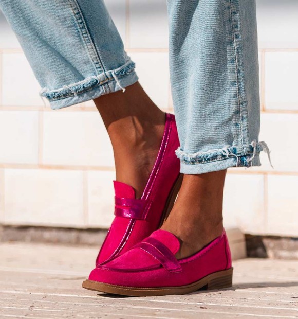 fuscia loafers Jimena