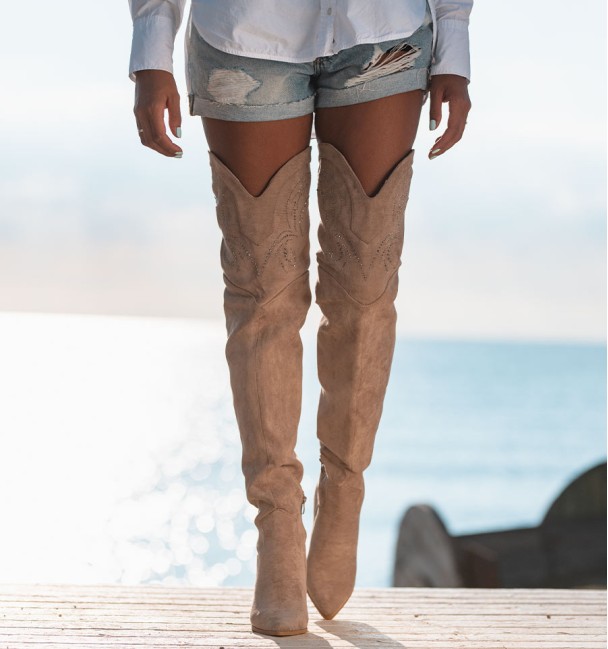 botas mosqueteras tacón kaki Viena