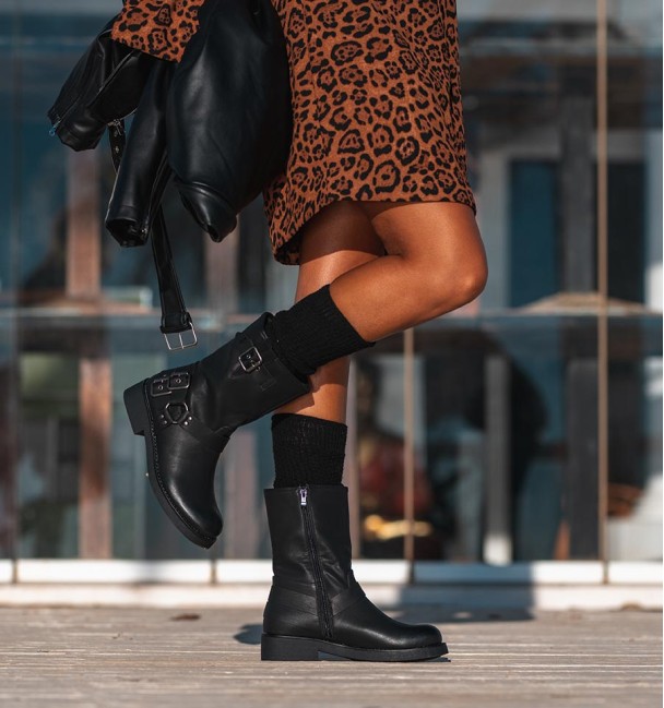 black biker boots