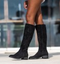flat boots in textile material in black colour