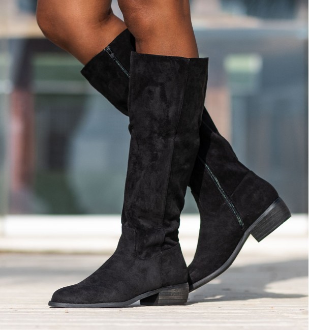 flat boots in textile black