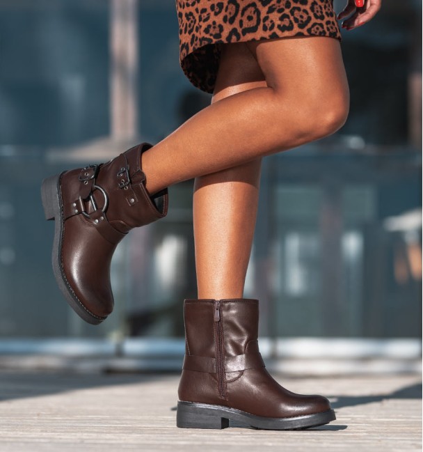 Botas de biker Illinois castanhas