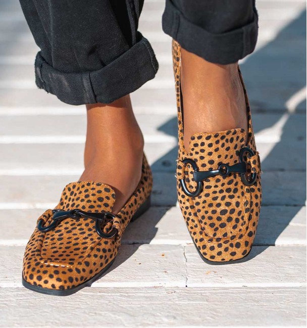 leopard textil loafers