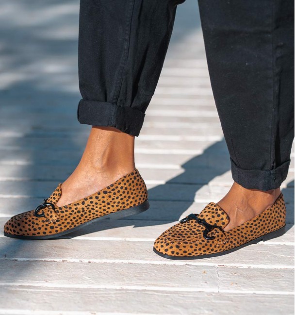 fabric leopard vegan loafers
