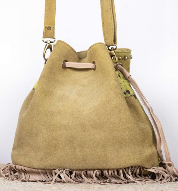 chic hippie style green bag