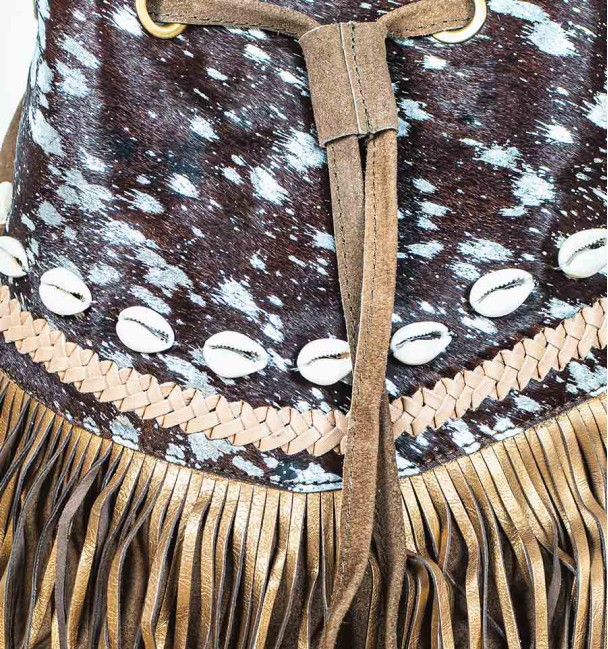 Large boho shoulder bag brown and silver Large boho shoulder bag brown and silver