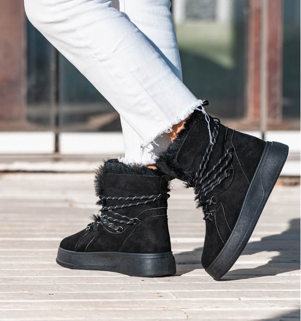 botas australianas de caña media con cordones con pelo interior