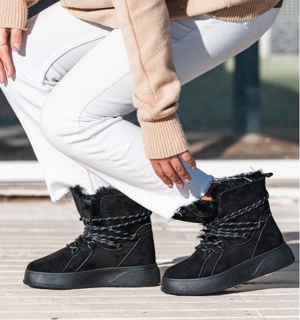 botas australianas de cano médio com atacadores com forro de pele