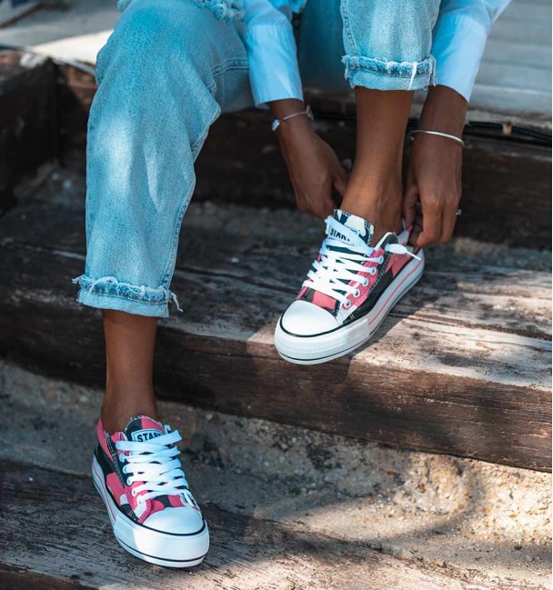 Pink camouflage sneakers