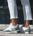 running trainers in white and aqua blue. Animal free