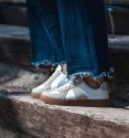 women's combined bamba trainers in leather and split leather