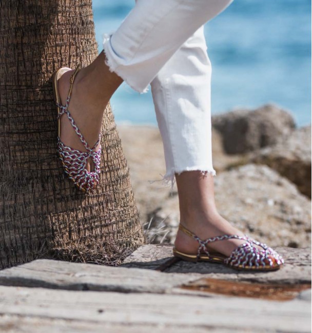 braided clog ballerina shoes with bare heel. Animal free