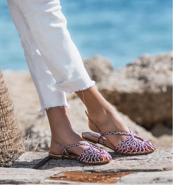 braided clog ballerina shoes with bare heel. Animal free