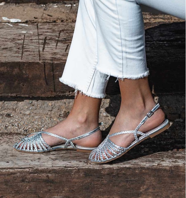 silver braided ballerinas
