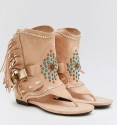 Boho sandal boots beige