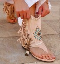 Boho sandal boots beige