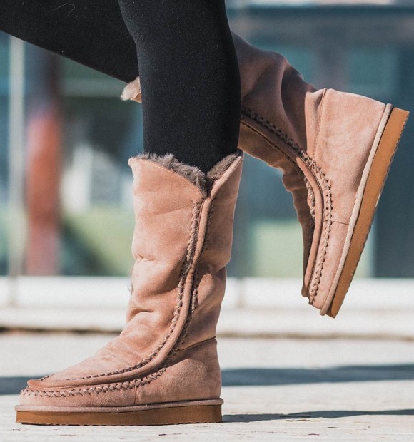 botas altas australianas con pespuntes y pelo sintético interior. Botas veganas 2