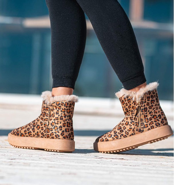 Botas Aussie baixas print com fecho