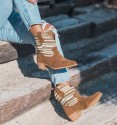 Beige cowboy boots with medium heels