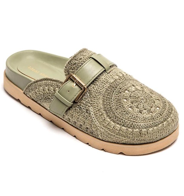 Zuecos bohochic verdes croché