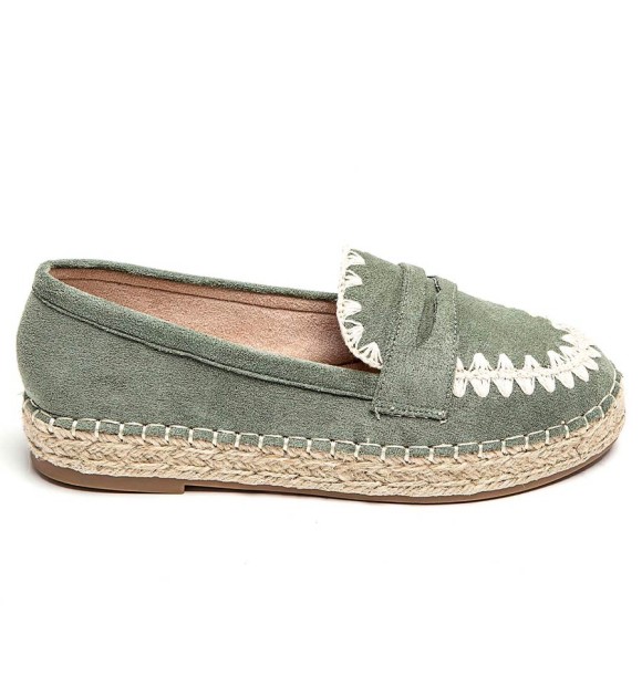 green embroidered and esparto loafers 2