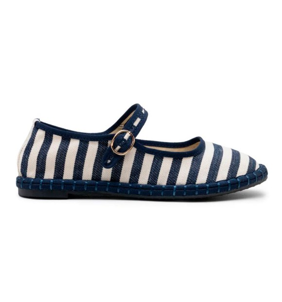 Navy blue striped ballerinas 2