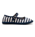 Navy blue striped ballerinas
