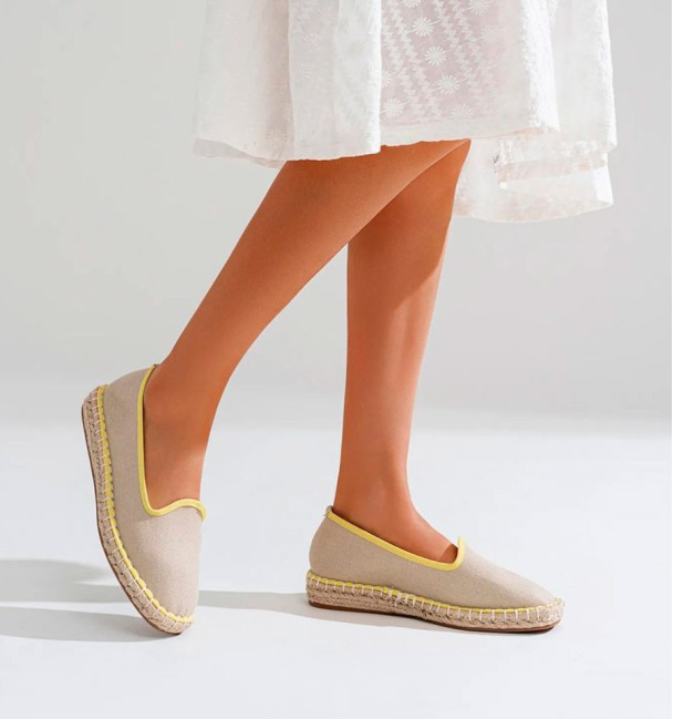 kakhi and yellow bicolour espadrilles
