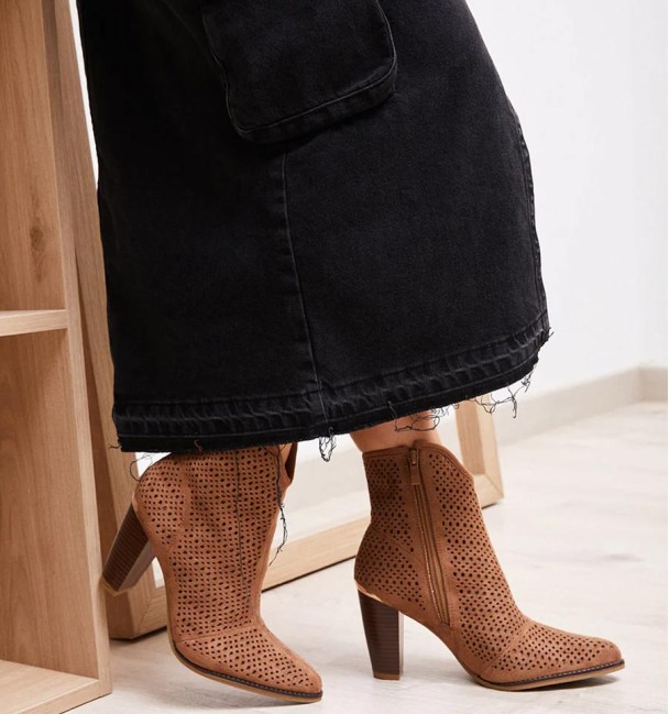 Brown heeled ankle boots