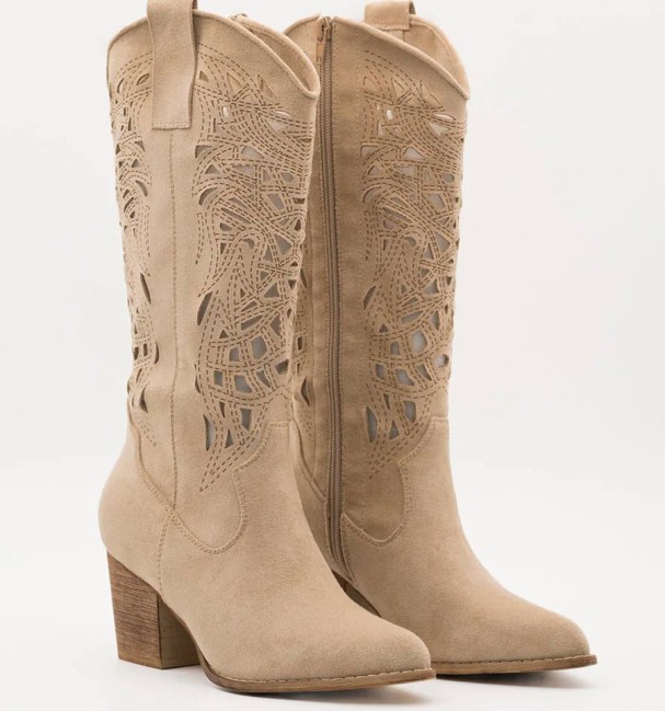 Botas cowboy bege com salto Menorca