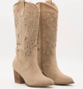 Botas cowboy bege com salto Menorca