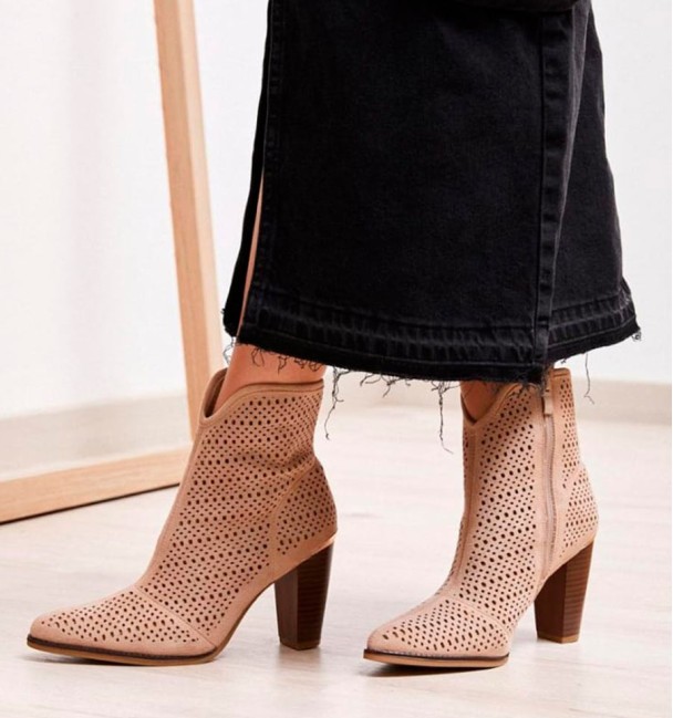 Beige heeled ankle boots