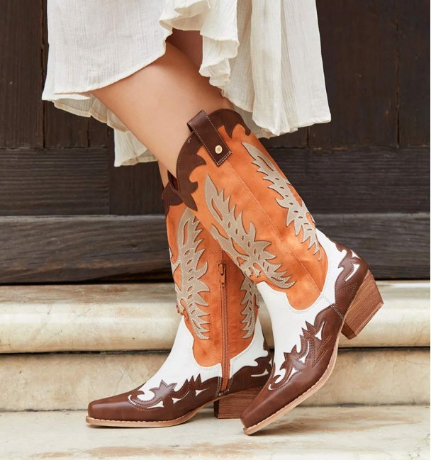 Orange cowboy boots