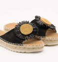 esparto sandals with rubber sole with black and brown daisy