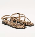 Print sandals with golden detail