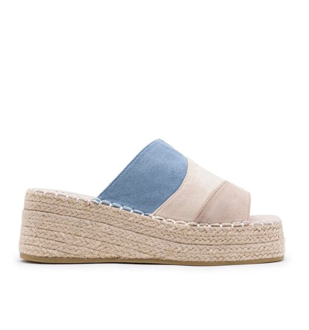 blue leather and sparto wedges