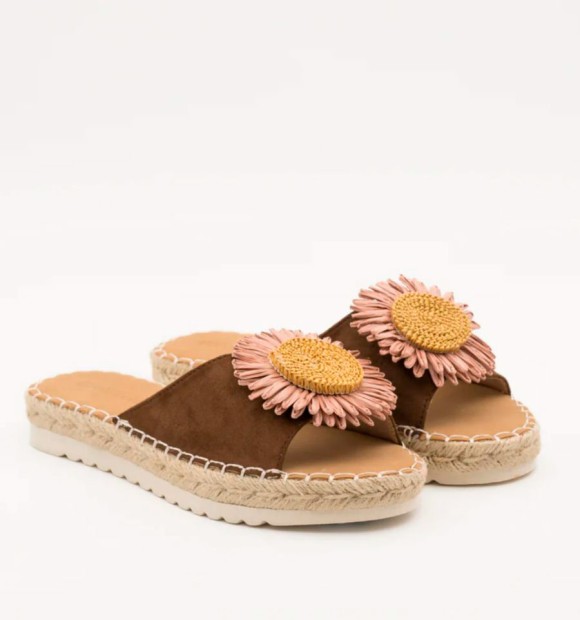 Sandálias daisy cor castanho e rosa 2