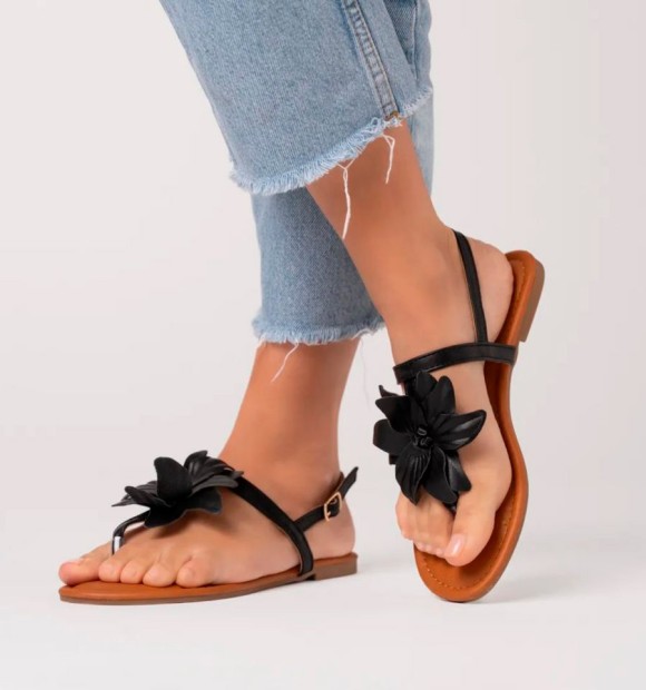Sandalias black flower