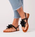 Black flower sandals