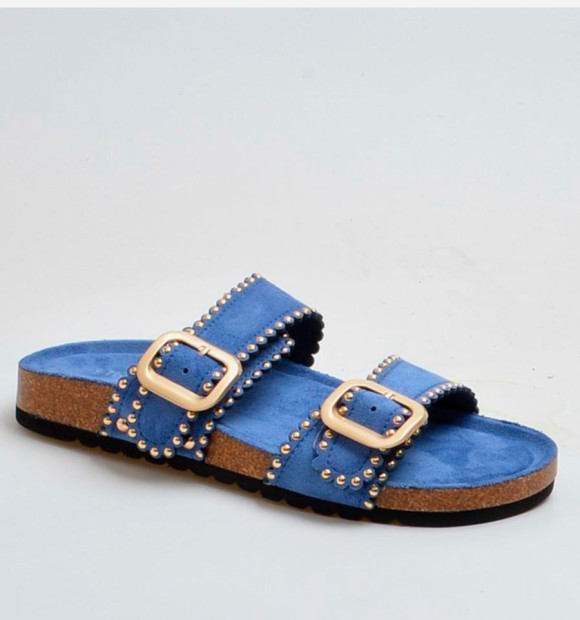 Sandalias bio azules tachas 2