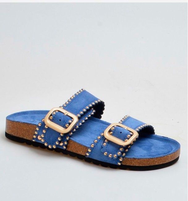 Blue bio sandals with studs