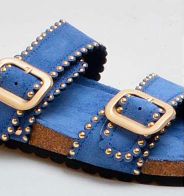 Blue bio sandals with studs