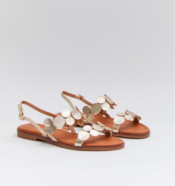 Sandalias doradas mini circulo
