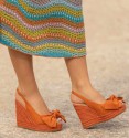Orange esparto bow wedges