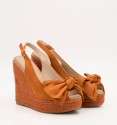 Orange esparto bow wedges