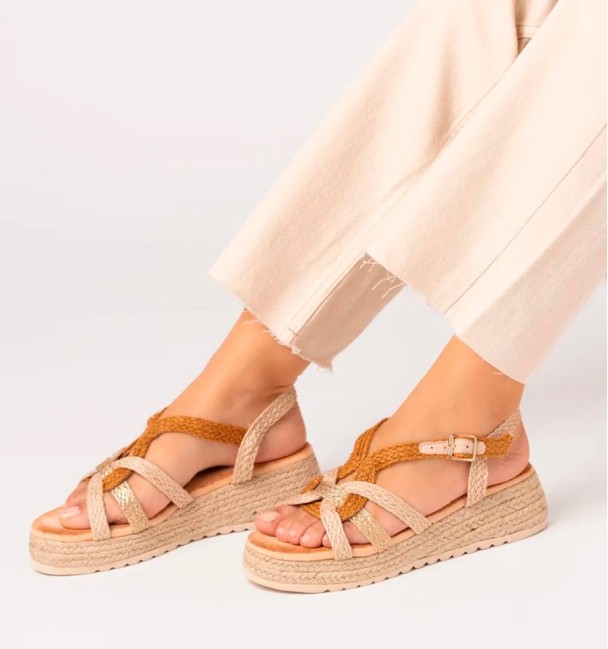Esparto brown wedges with braided upper