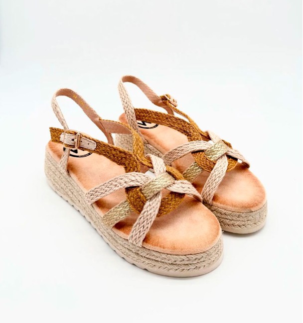 Esparto brown wedges with braided upper